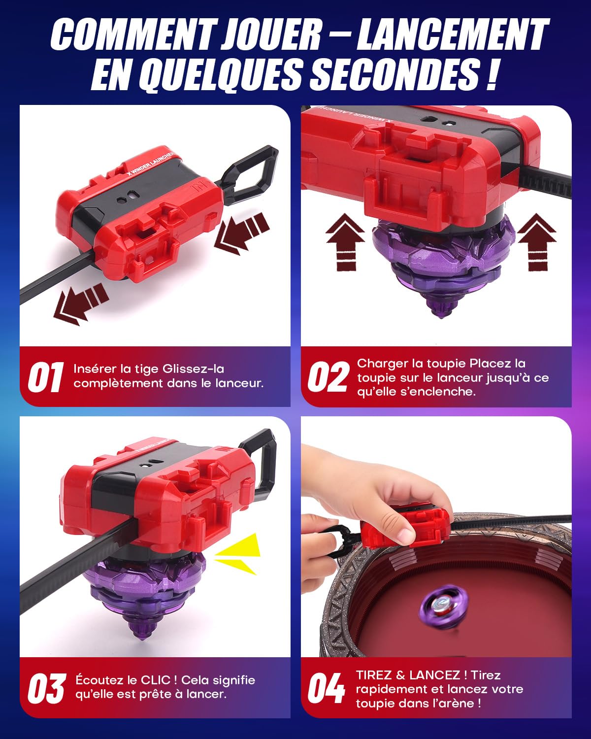 it de Démarrage X Stadium – avec 6 X Tops, 2 Lanceurs & Arène. Set de Combat Compétitif pour Enfants dès 6 Ans