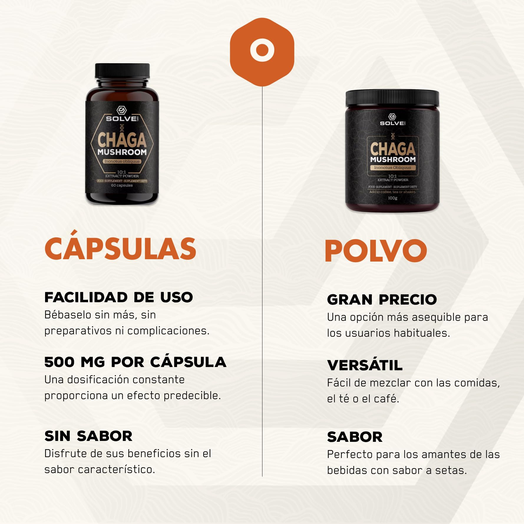 ● Extracto en polvo de hongo chaga siberiano premium ● 10% de beta-D-glucanos ● Extracto 10:1 ● Sin rellenos ni aditivos ● 100 g ● Suministro para 3 mes.