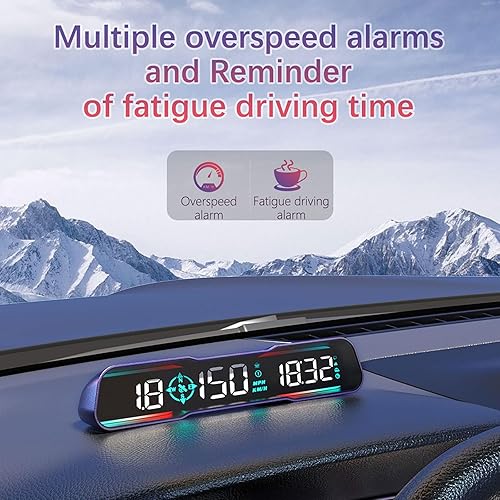 Miniatura 5 de Qfansi Velocímetro digital GPS con pantalla universal para coche, pantalla LCD grande, medidor HUD con velocidad MPH, alerta de conducción fatiga y