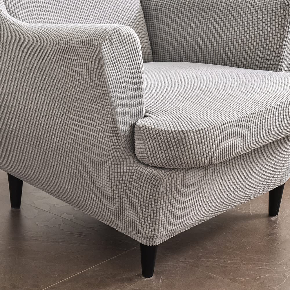 Copripoltrona con orecchie elasticizzato 1 posto copripoltrona 2 pezzi elasticizzato Fodere per poltrone a orecchioni Copripoltrona Grigio chiaro