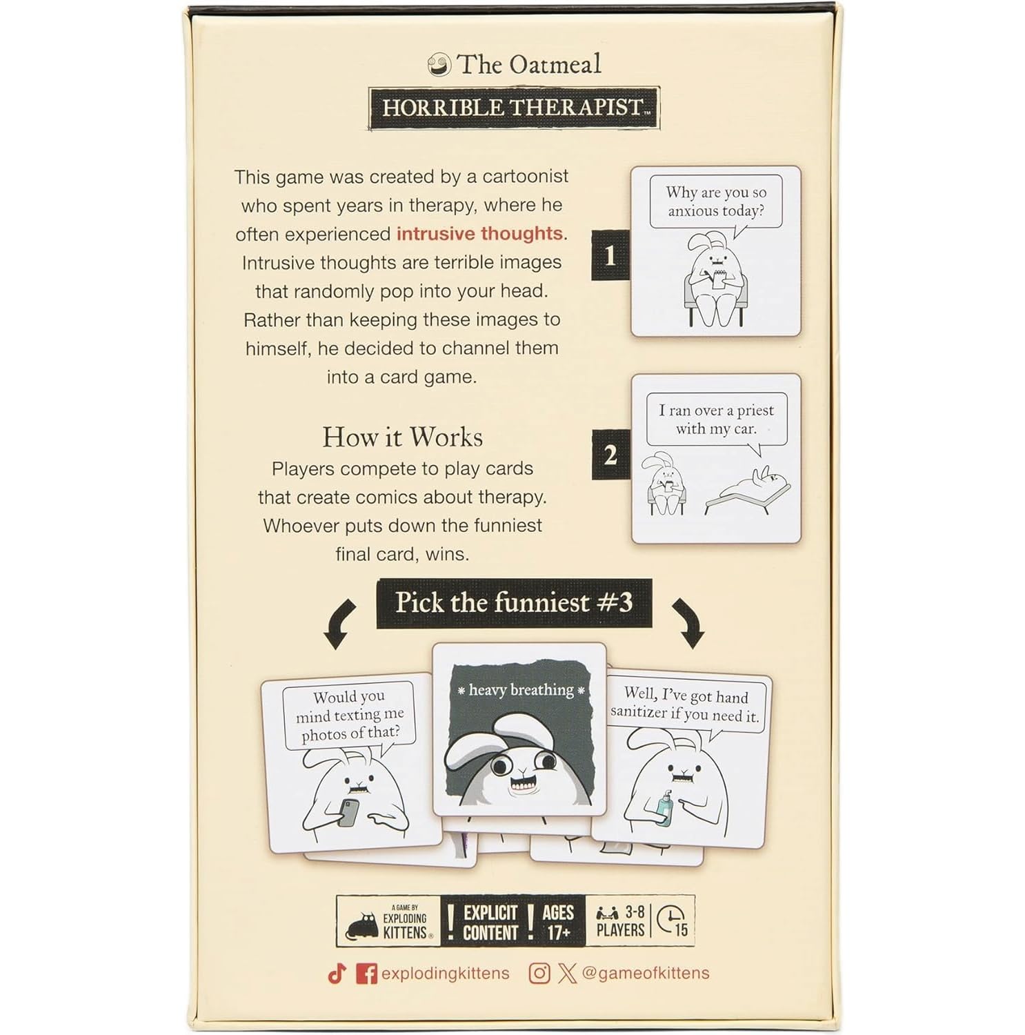Exploding Kittens Horrible Therapist, 3-8 Players, Age 17+ Adult Comic Game – Ansicht 3