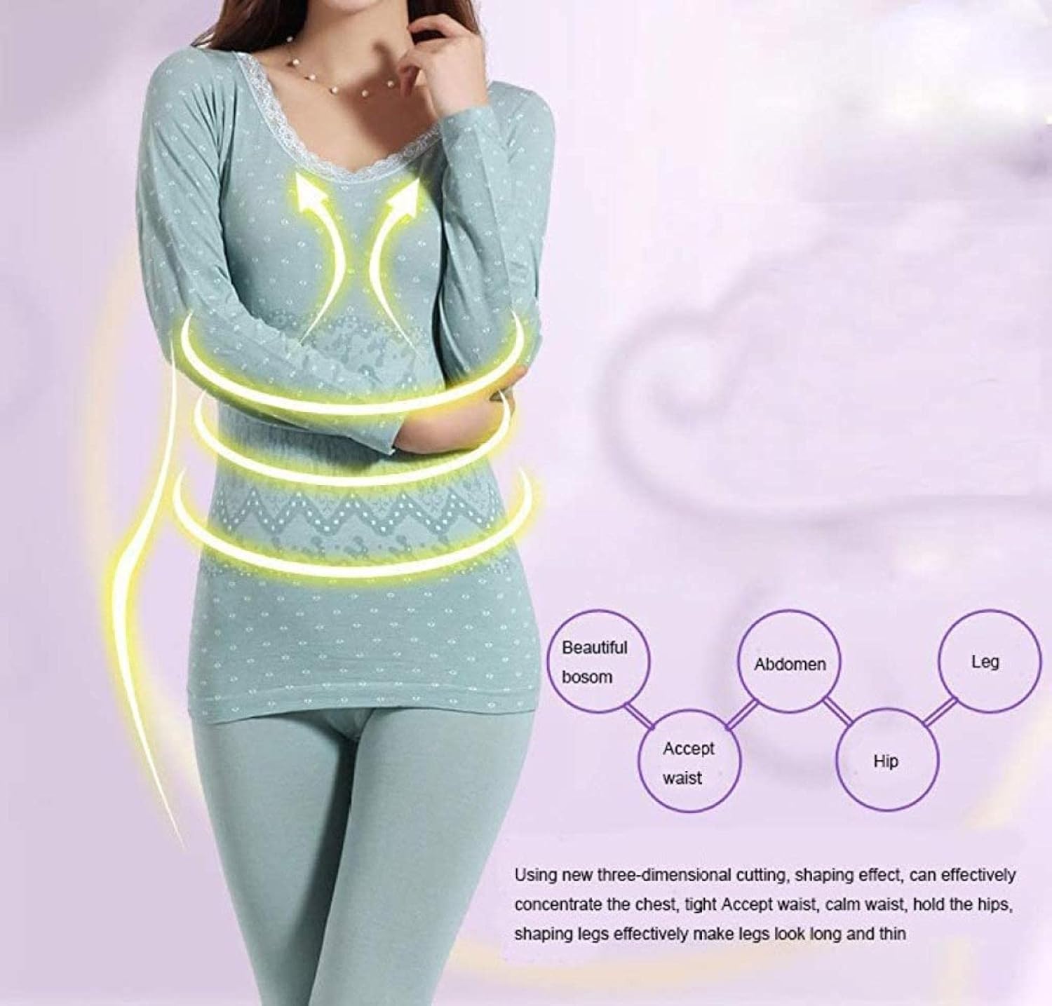 Women's Thermal Underwear Seamless Thermal Pants Women's Body Shaping Underwear Set,Coffee-One Size