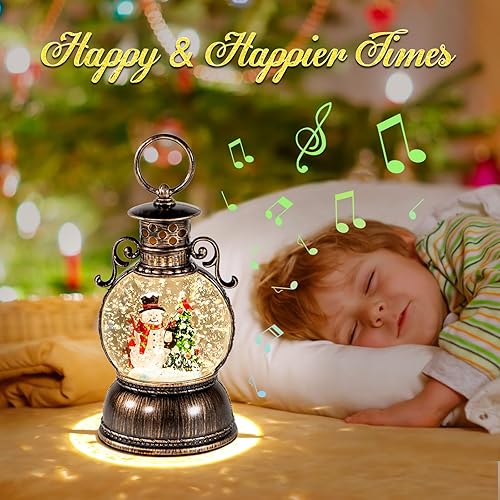 Vista 2 de Christmas Snow Globes, Snowman Christmas Trees, Glittering Christmas Decorations with 8 Songs & 6H Timer, USB/Battery Operated Christmas Decor Music