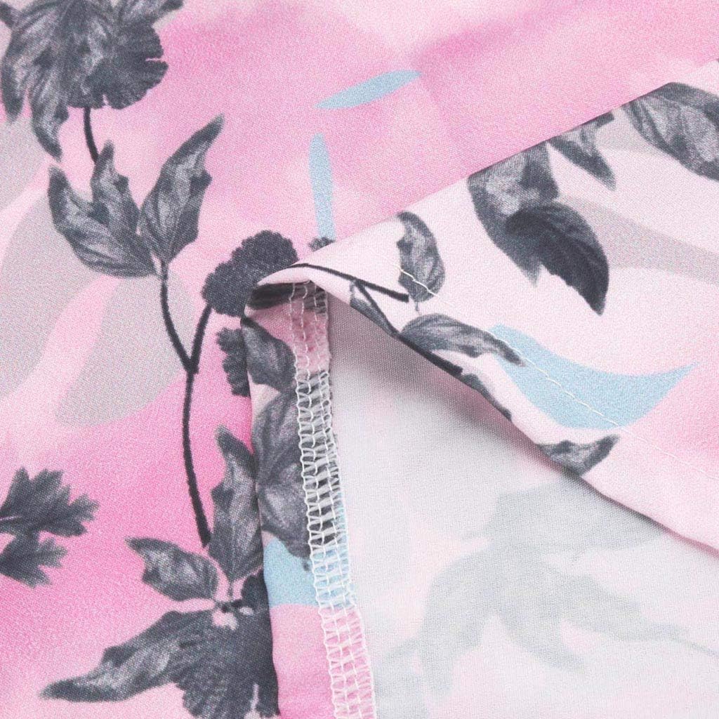 iYYVV Womens Loose Henley V-Neck Floral Print Short Sleeve Blouse Tunic Tops Shirt at  Women’s Clothing store