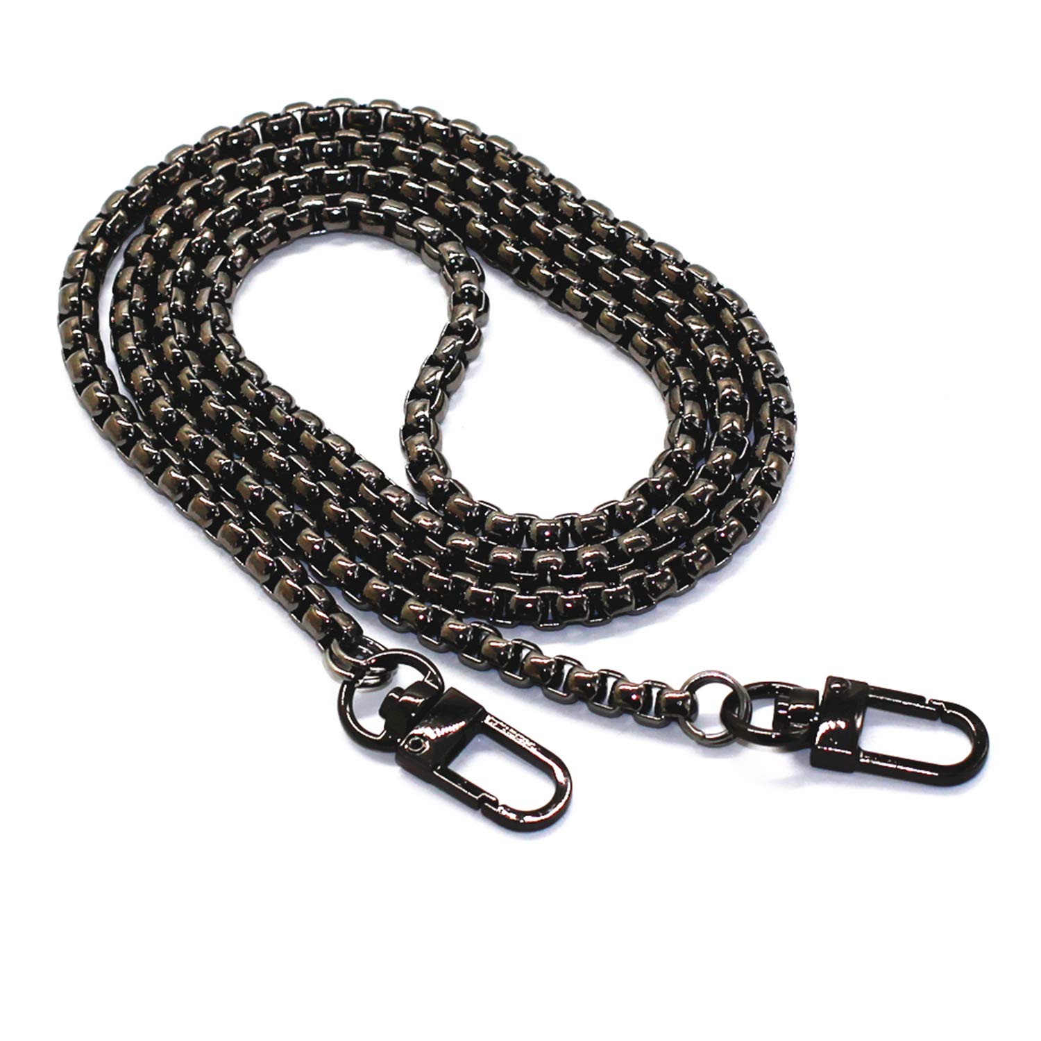 MW 31.5" DIY Iron Box Chain Strap Classic Handbag Strap, Gun-Black Metal, with Buckles-image-1