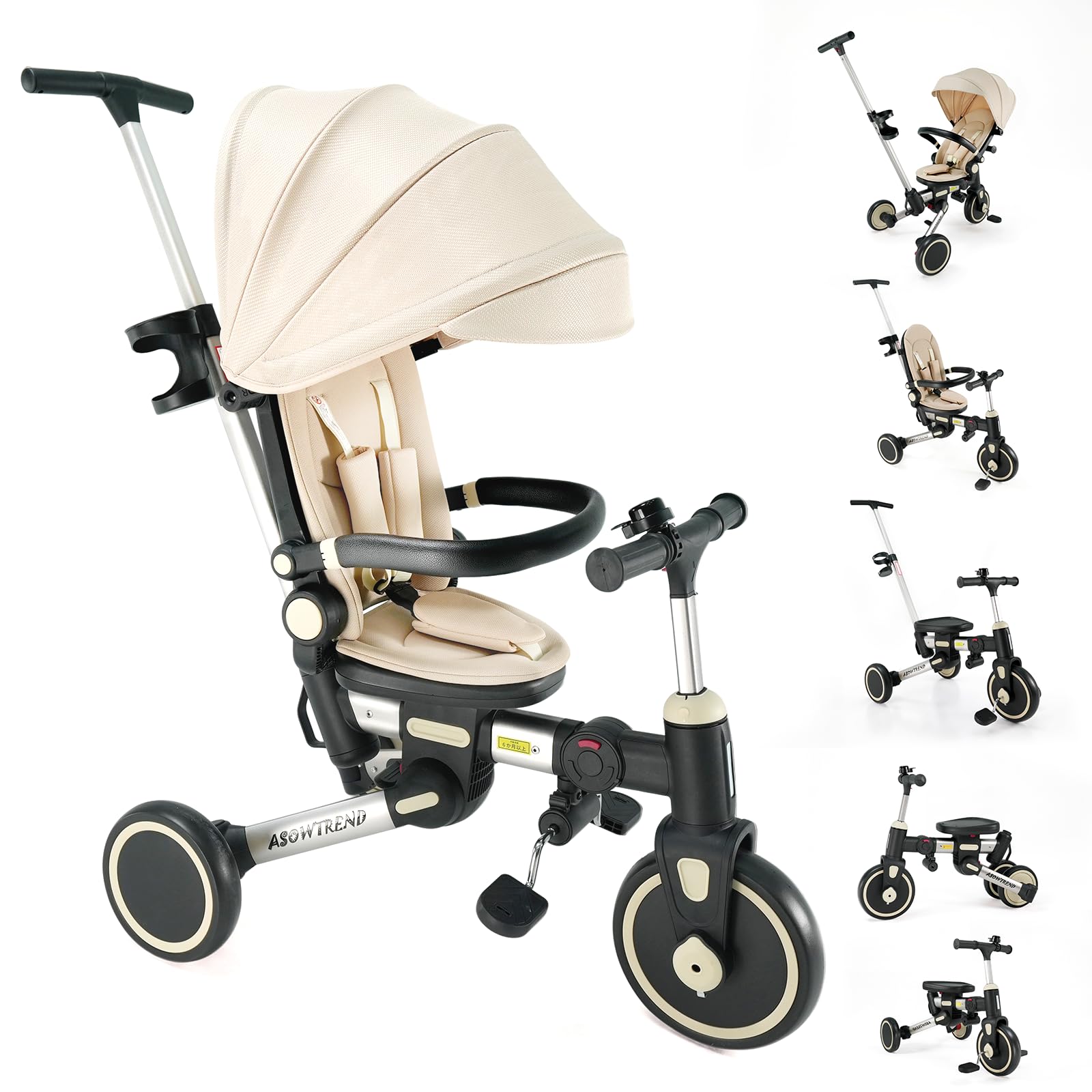 Amazon.co.jp: ASOWTREND 7in1 三輪車 手押し棒付き 6ヶ月～6歳対応
