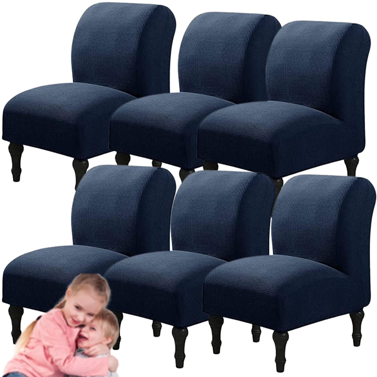 NMVAWIPT Armless Accent Chair Covers, Polyester+Spandex Stretch Slipcover, Removable Furniture Protector, For Home Hotel(#90,6pcs)