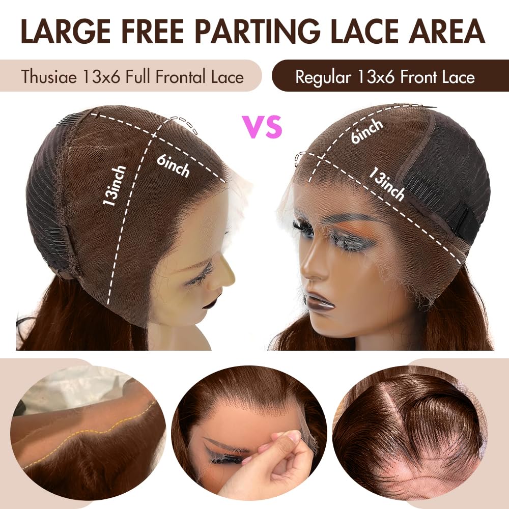 250 Density SKINLIKE HD Lace Wig Human Hair 13x6 15A Chocolate Brown Human Hair Wigs Invisible 0.1mm Ultra-thin Frayed Ends Full Cuticle Aligned Virgin Hair Lace Frontal Wig 24 Inch
