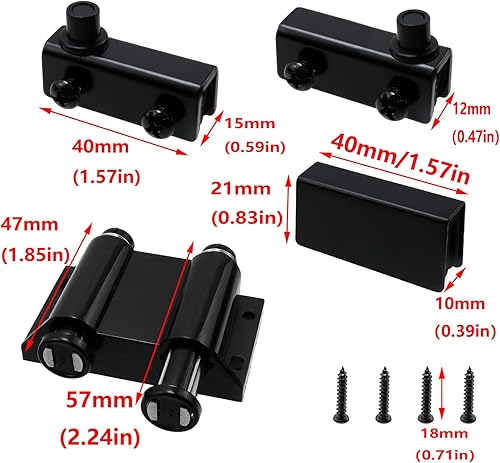 Vista 2 de Antrader Bisagra de pivote de puerta de vidrio de acero inoxidable Cierre magnético de doble cabeza ABS negro con abrazadera para puerta de vidrio