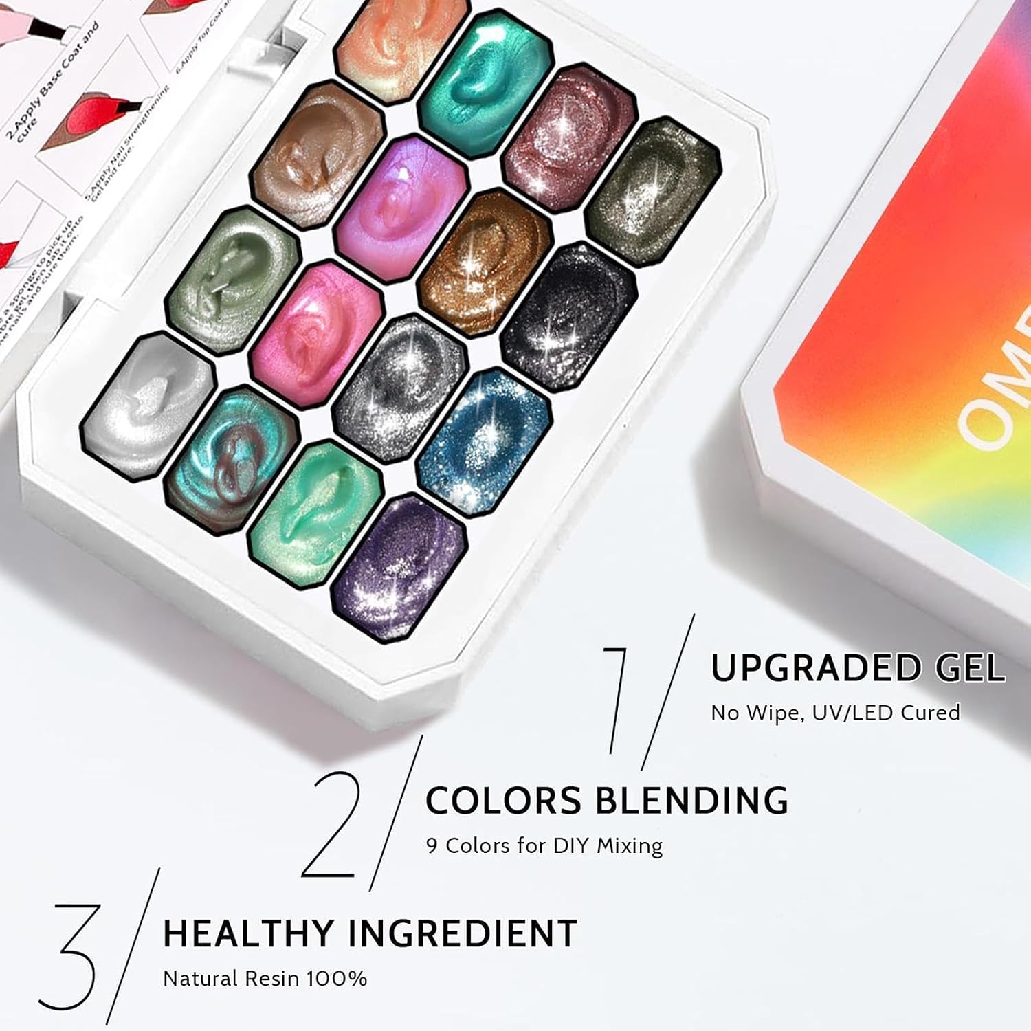 Pat Gels for Nails - 16 Grids UV/LED Curing No-Wipe Palette | Gel Nail Polishing - for Girls Women Home Salon Party Spring Summer Holiday Halloween Wedding Daily