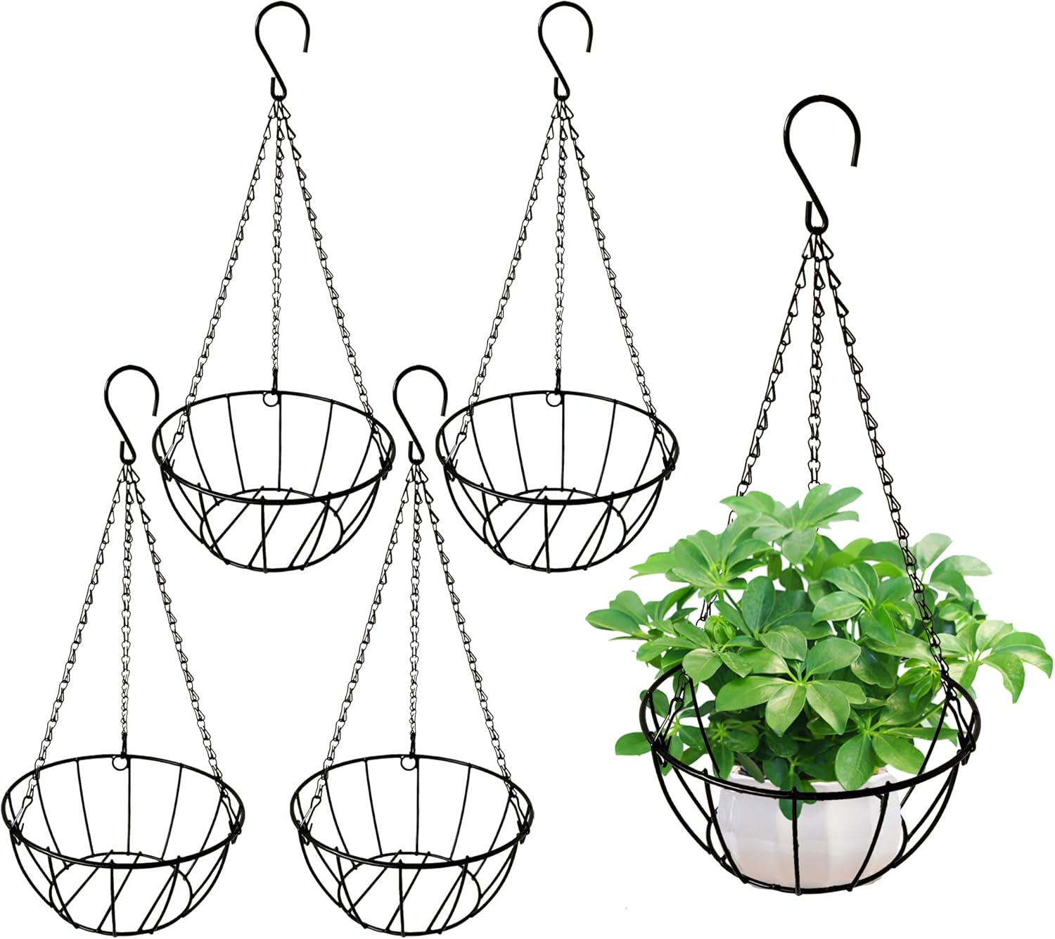 5 Pcs Metal Hanging Planters, 9.4 Inch Indoor/Outdoor Hanging Plant Holder with Metal Planter Basket for Porch, Balcony, Garden（Small Hanging Planters, Hanging Flower Baskets）