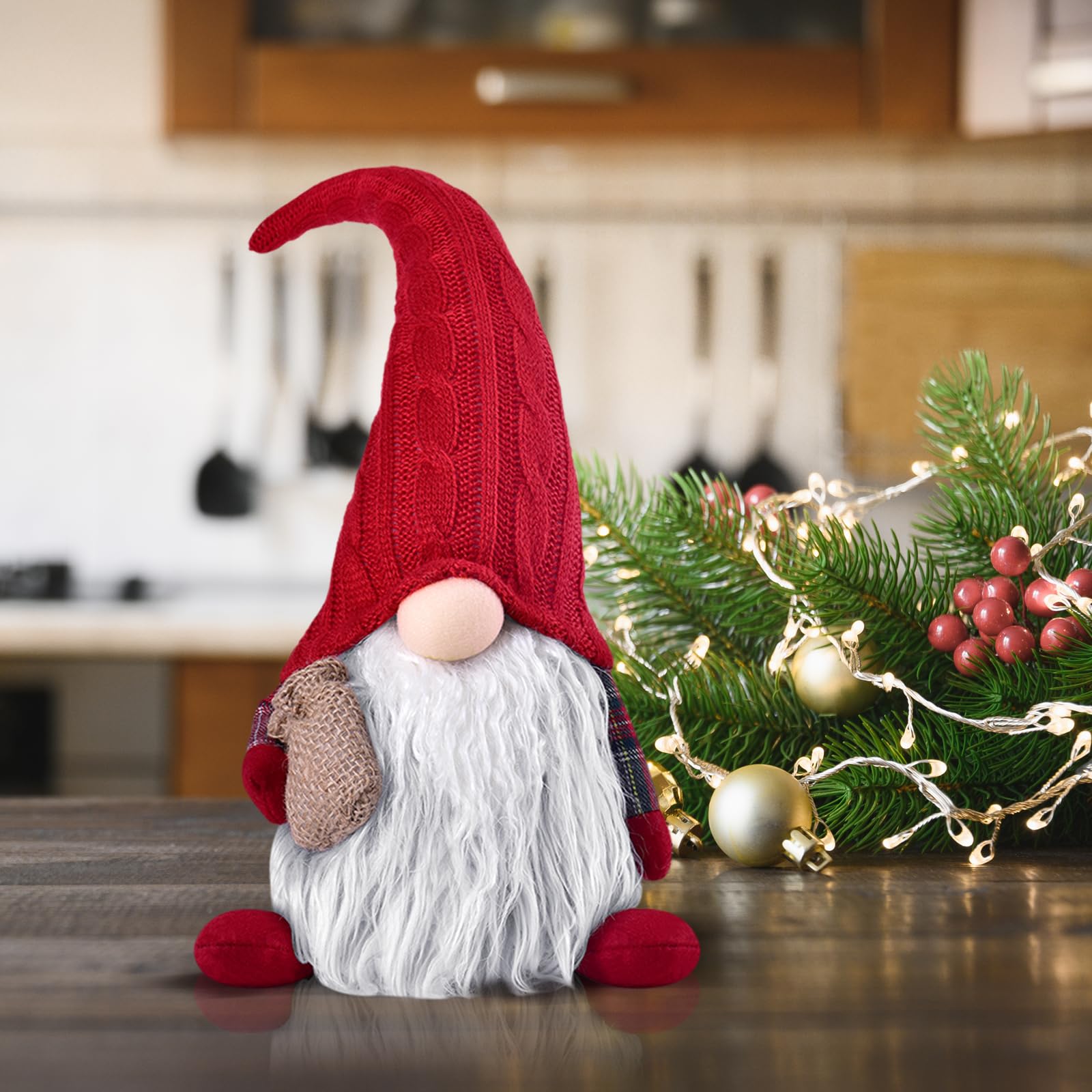 EKARSEN Gnomo di Peluche per Decorazioni Natalizie, Originale Tomte Nano Scandinavo Fatto a Mano, Regalo per Natale e Capodanno