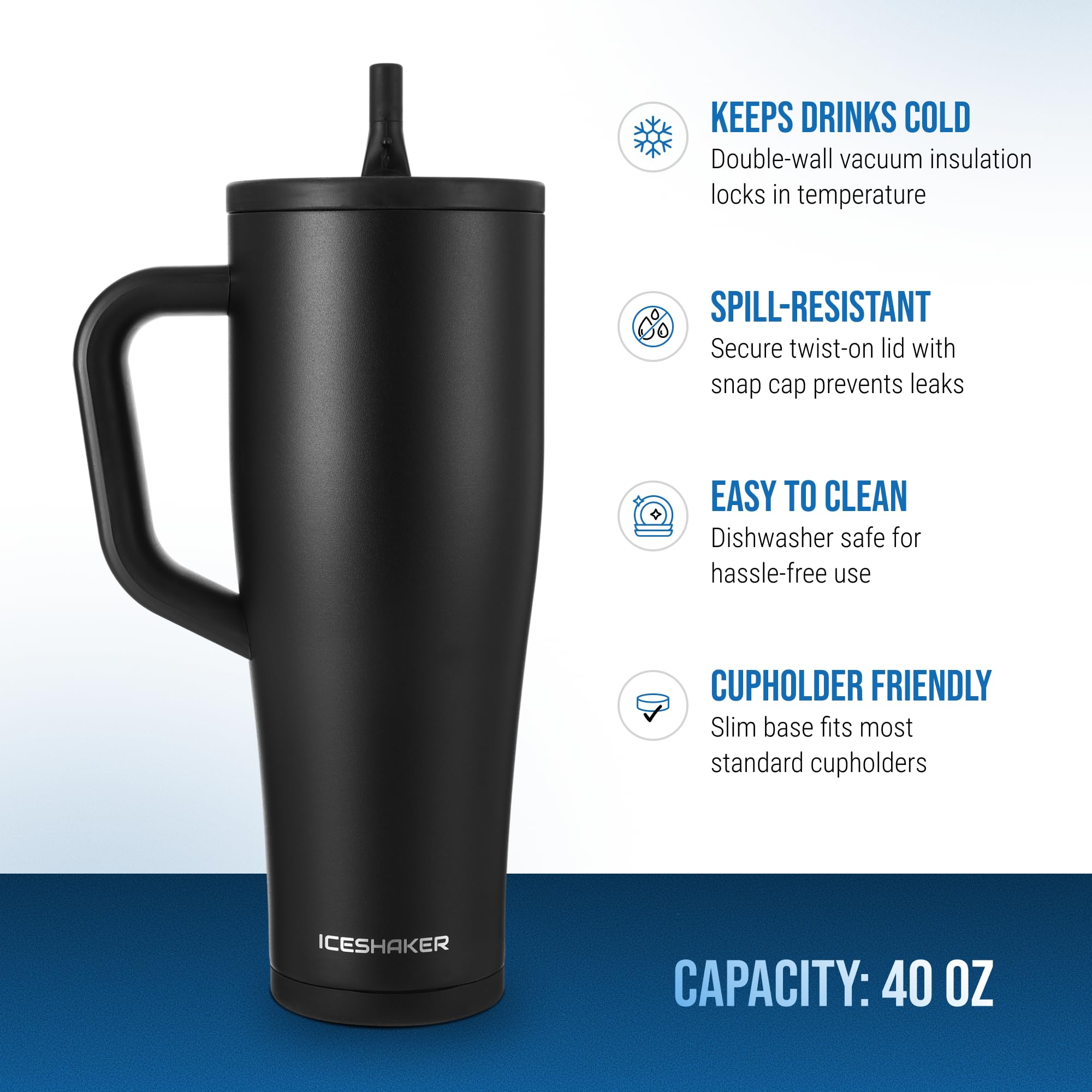 Amazon.com | Ice Shaker 40 oz Tumbler with Handle and Straw | 40oz