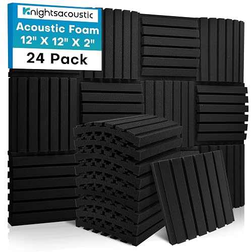 24 Pack Sound Proofing Acoustic Wall Panels, 2" X 12" X 12" / 5 X 30 X 30 CM Curved Acoustic Foam Panels, Soundproofing Foam Panels, Sound Absorbing Panels For Studio, Home, Offices, Black - 24 Pack Black
