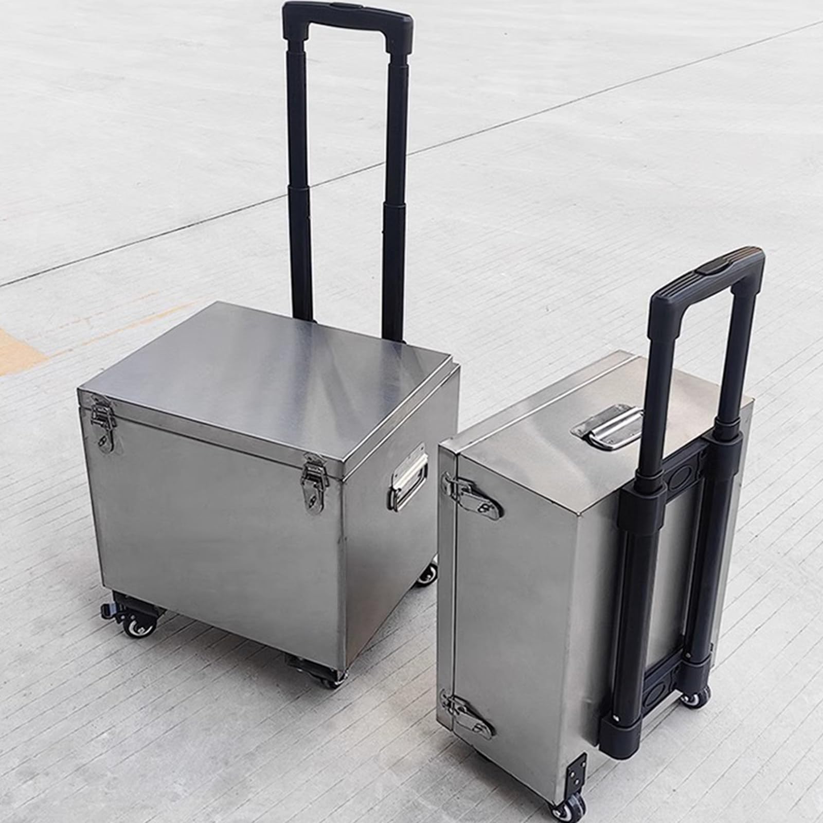 Mobiler Werkzeugwagen aus Edelstahl, 150 kg Tragkraft, große Aufbewahrungsbox mit oberer Ablage für Handwerkzeuge und Hardware, Maße 50 x 35 x 35 cm