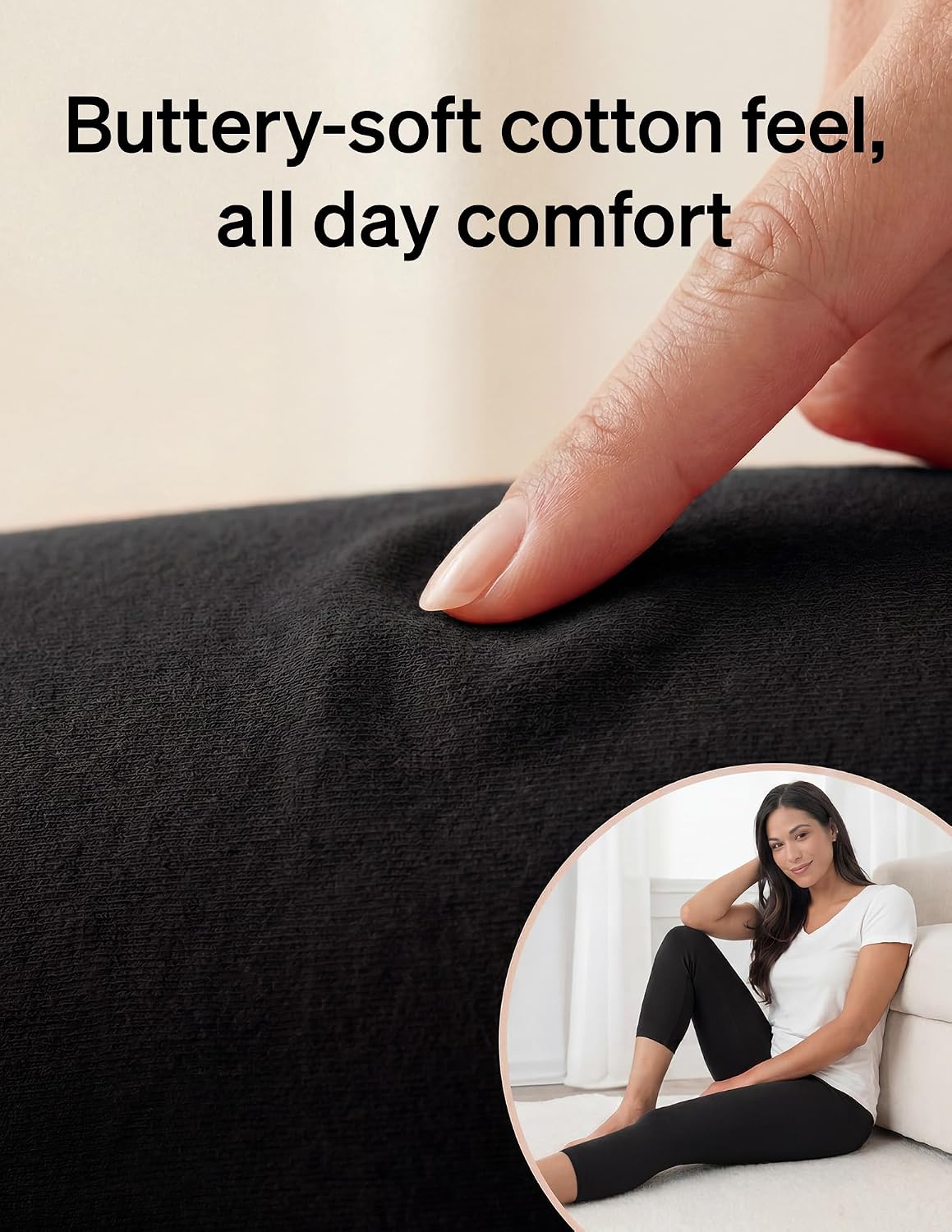 no nonsense Women’s Capri Leggings - Soft Cotton Feel, Comfortable & Perfect for Layering, Gentle Elastic Waistband