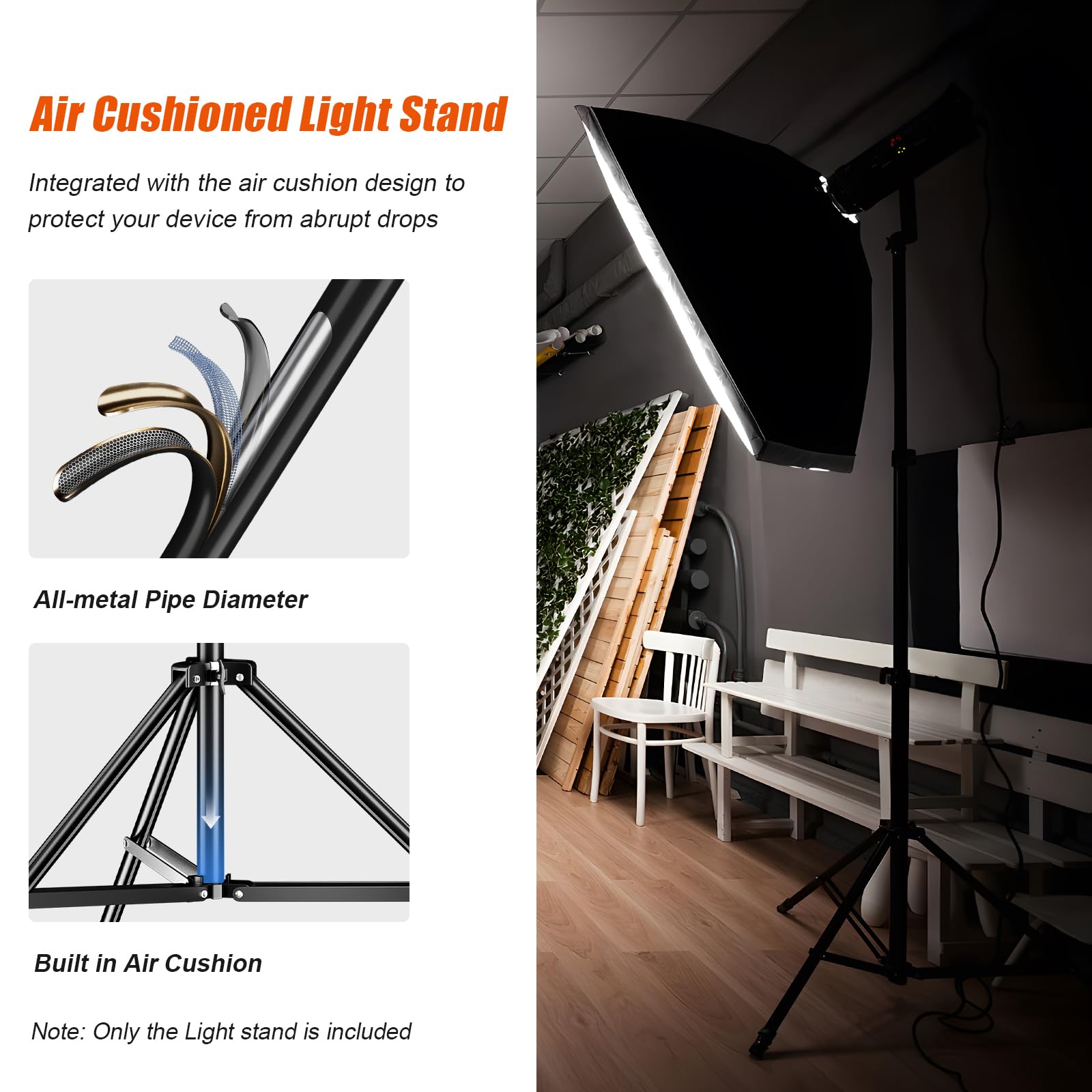 Godox Supporto per luce da 240 cm, per fotografia, resistente, con vite universale da 1/4", borsa portatile per ritratti in studio fotografico