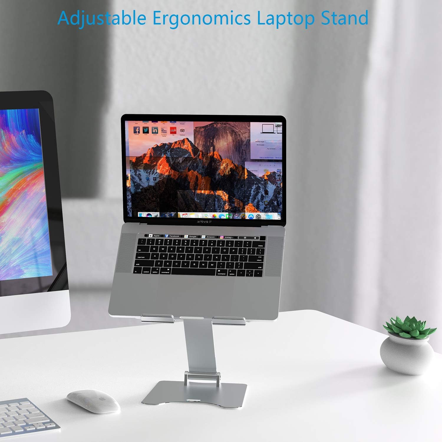 Laptop Stand, Ergonomic Aluminum Cooling Stand Computer Stand,Adjustable Foldable Laptop Riser MacBook Stand Compatible with MacBook Air Pro, Dell XPS, Lenovo More 10-15.6" Laptops-Gray