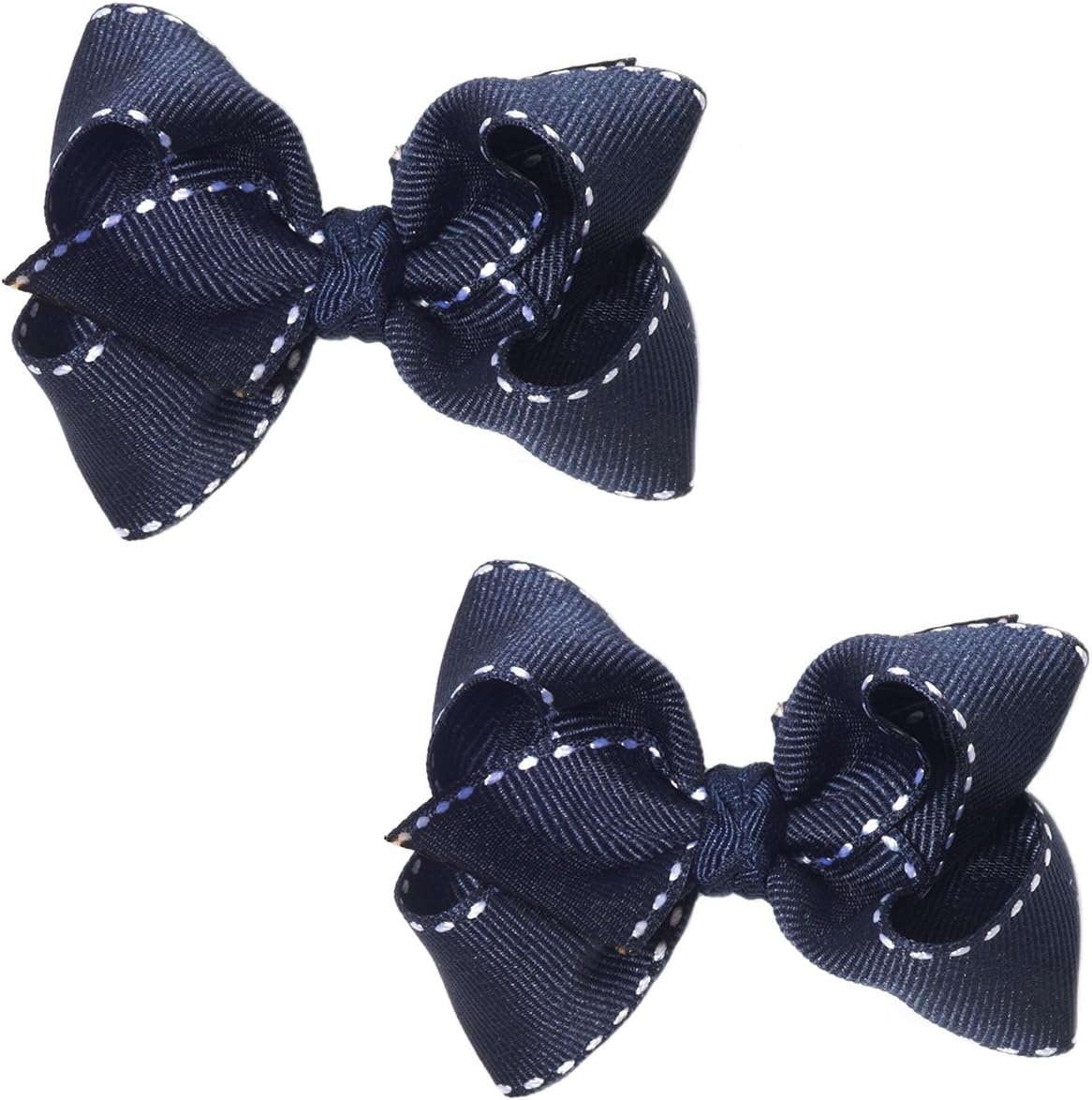 Anna Belen Girls"Ada" Medium Stitched Bow Clip
