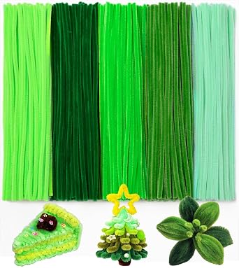 200 PCS Pipe Cleaners, 5 Colors Pipe Cleaners for Crafts, Arts and Crafts Supplies for DIY, Decorations Green