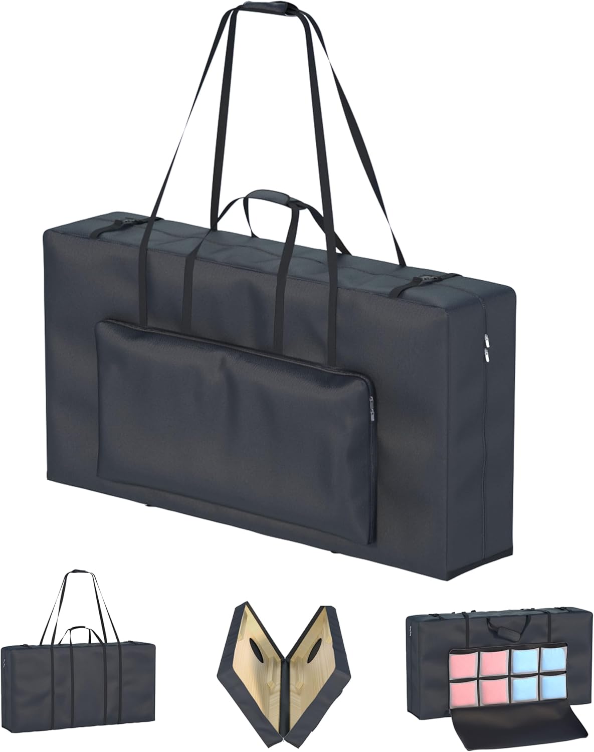 Cornhole Carrying Case, Cornhole Bag Tote Fits 4' x 2' Regulation Size Board, Heavy duty 600D Waterproof Oxford Fabric, Large Pockets for Cornhole Outdoor Games,Only Bag.