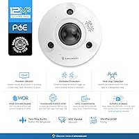 Vista 2 de Amcrest Cámara POE IP de ojo de pez, Cámara IP POE panorámica de 360° de 12 megapíxeles, detección de mapa de calor, protección perimetral, conteo