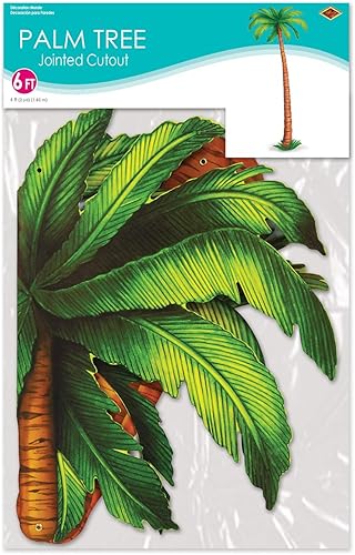 Miniatura 6 de Beistle Decoración de pared de fiesta Luau con corte de palmera articulada duradera 6 pies marrónverde