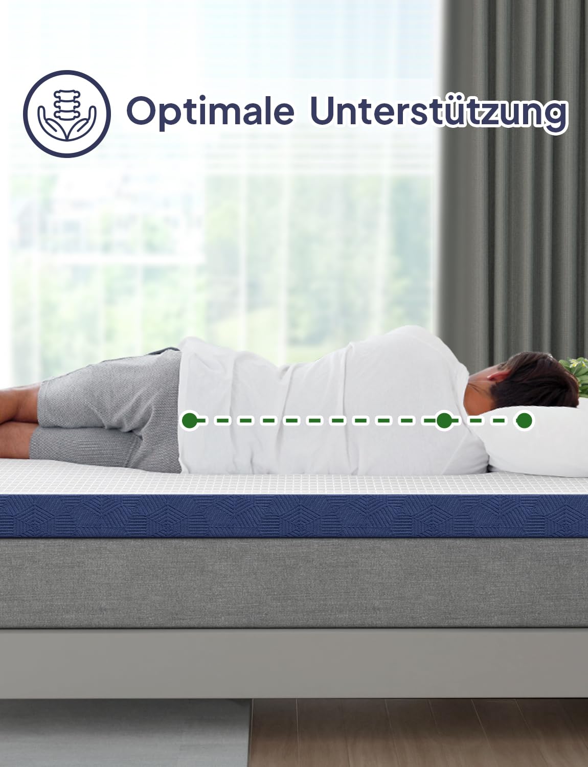 BedStory Nakładka na materac 160 x 200 cm, wysokość 10 cm, z pianki żelowej z pamięcią kształtu, oddychająca nakładka na materac H3 i H4, ze zdejmowaną poszewką, do łóżka kontynentalnego Mattress,