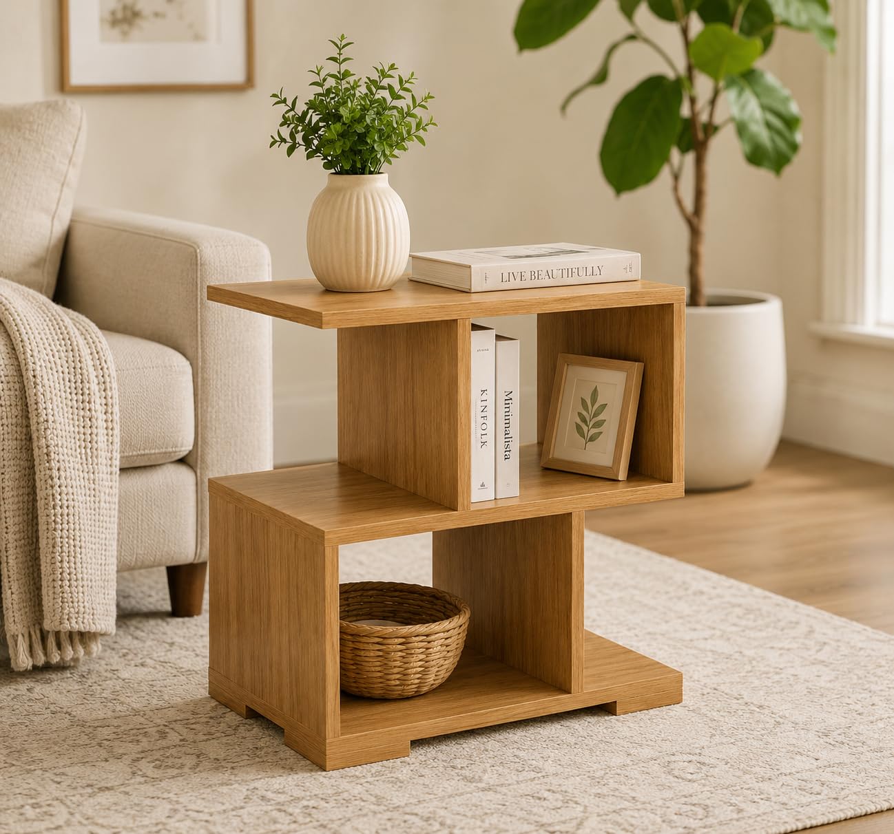 VK FURNITURE & ELECTRONICS Bedside & Side Table with Open Storage