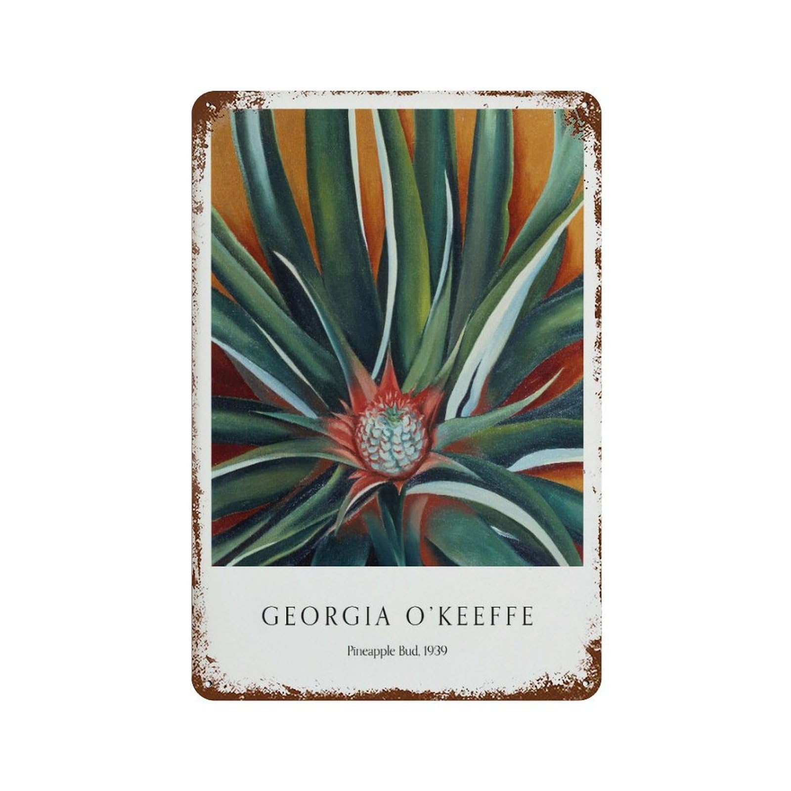 xiaoxiaoshen Georgia O'keeffe Pineapple Bud Modern Wall Decor Art Metal Tin Poster Modern Home Decor Art Home Bar Shop Decorations Vintage Sign 30x20cm