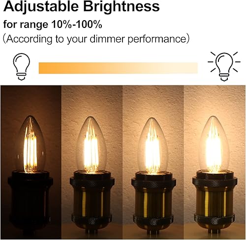 Miniatura 5 de BORT Bombillas LED B11, regulables de 4 W equivalentes a bombillas LED de 40 W, 2700 K blanco cálido, bombillas LED estándar E26 de base media,