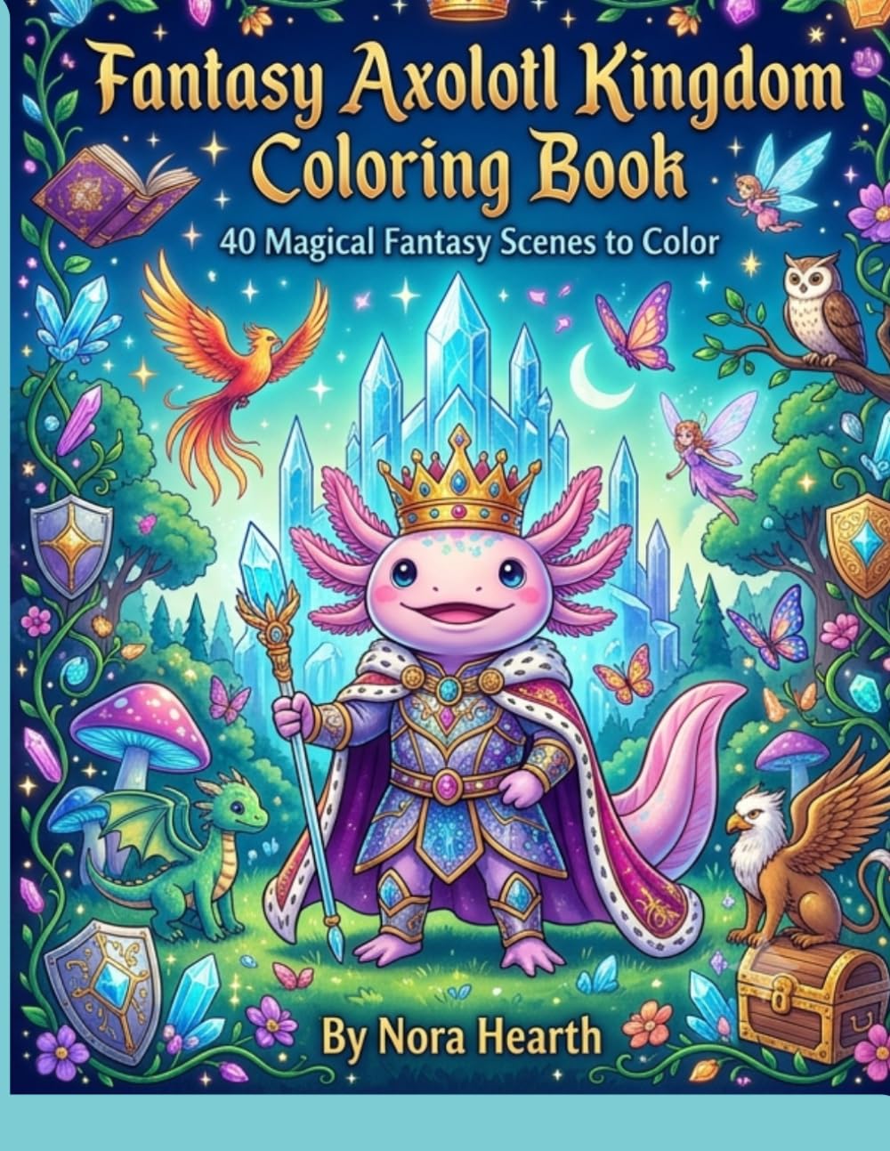 Fantasy Axolotl Kingdom Coloring Book: 40 Magical Fantasy Scenes to Color | Dragons, Unicorns, Castles, Wizards & Enchanted Adventures for Kids Ages ... & Fantasy Coloring Adventures for Kids)