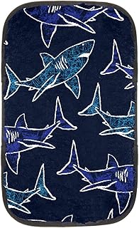 Funda para reposabrazos de coche, diseño de tiburones dibujados a mano, color azul, funda para consola central de coche, almohadilla para reposabrazos de coche, protector de asiento, accesorios