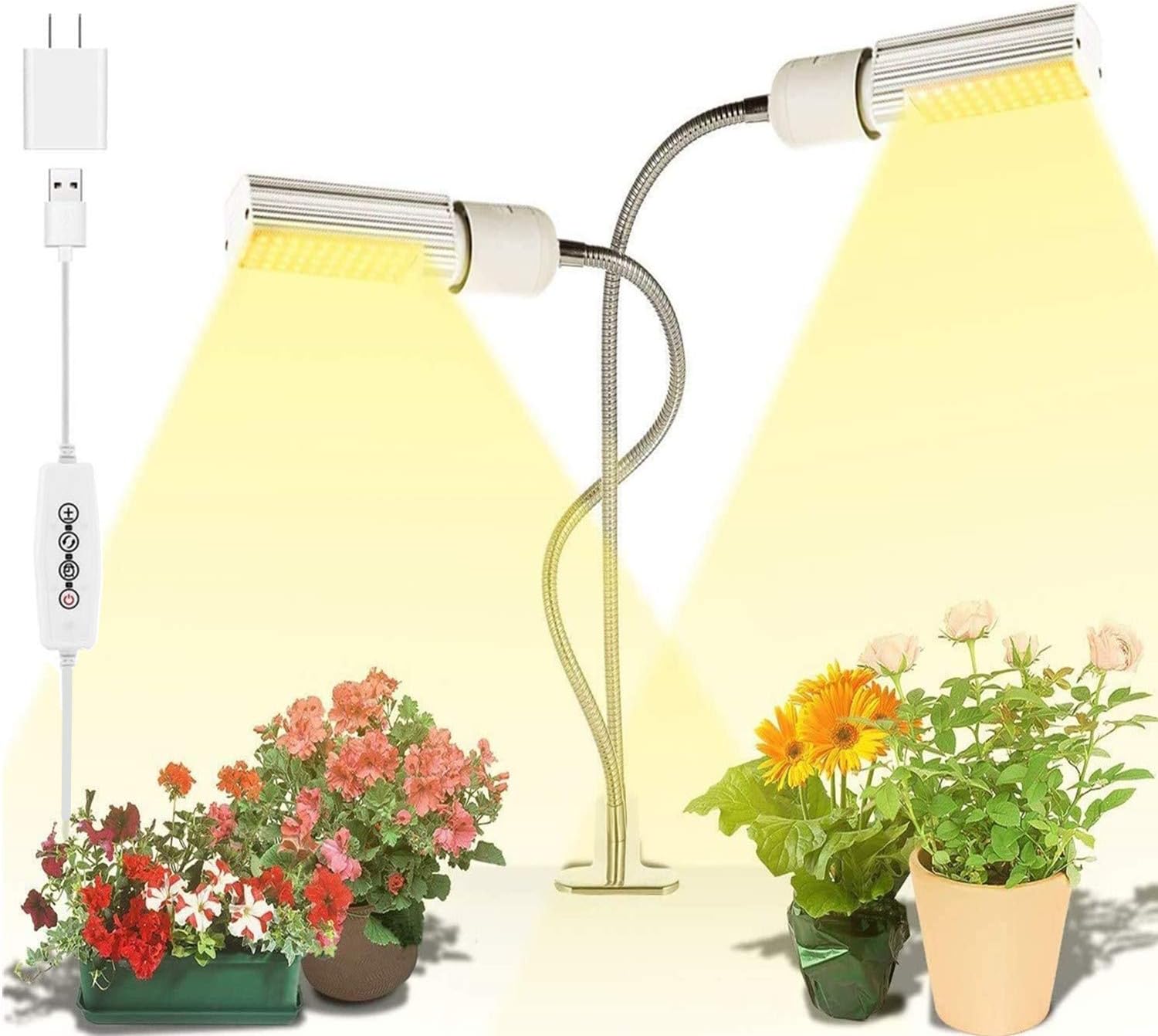 LED Grow Light for Indoor Plant,Elaine 45W 88 LED Timing Grow Lamp Auto On/Off with 3/6/12H Timer 5 Dimmable Levels 3 Switch Modes Sunlike Full Spectrum,Adjustable Gooseneck(Sunlike Full Spectrum)