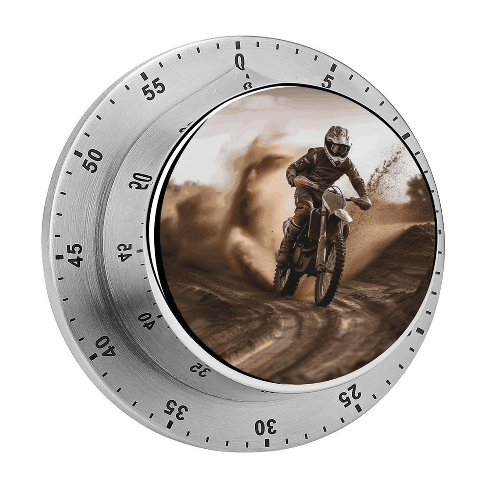 60 Minute Wind Up Timer, Visual Mechanical Timer with Loud Alarm, Motocross Kitchen Timers for Cooking - No Batteries Required - Magnetic Backing, Exquisite Stainless Steel Body