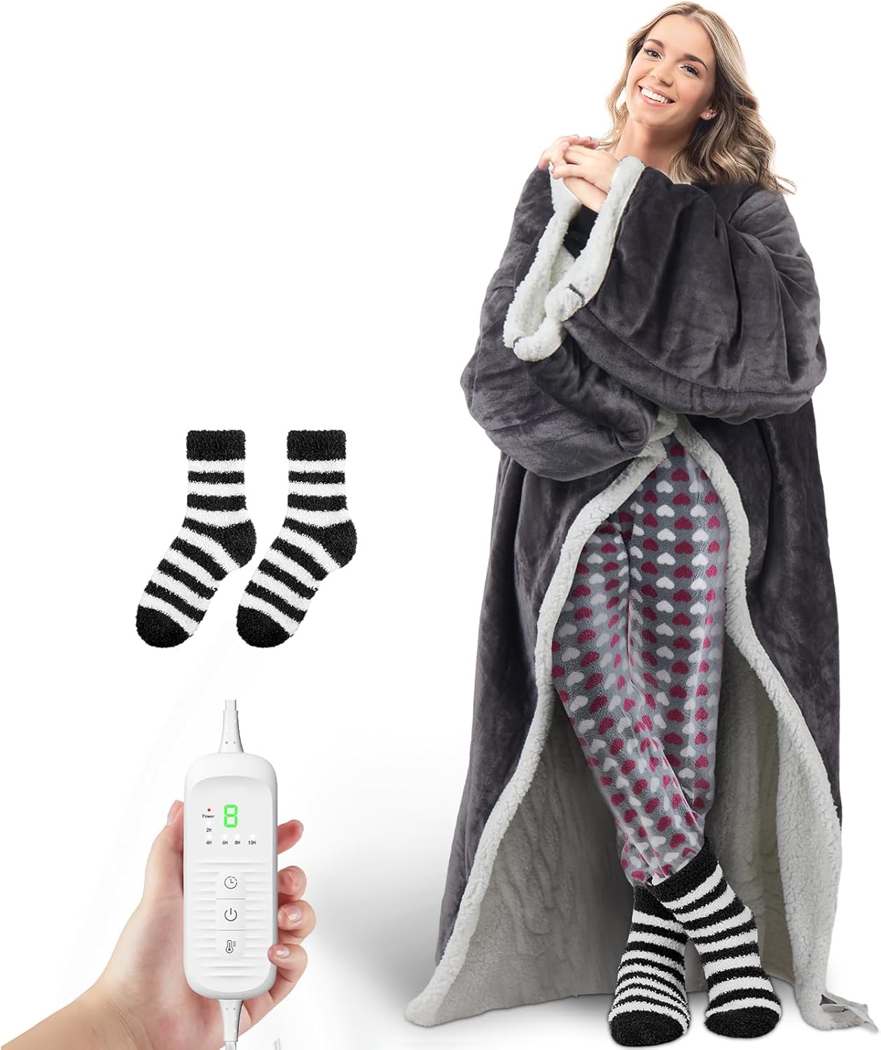 ShinyMatch Heated Throw with Matching Socks