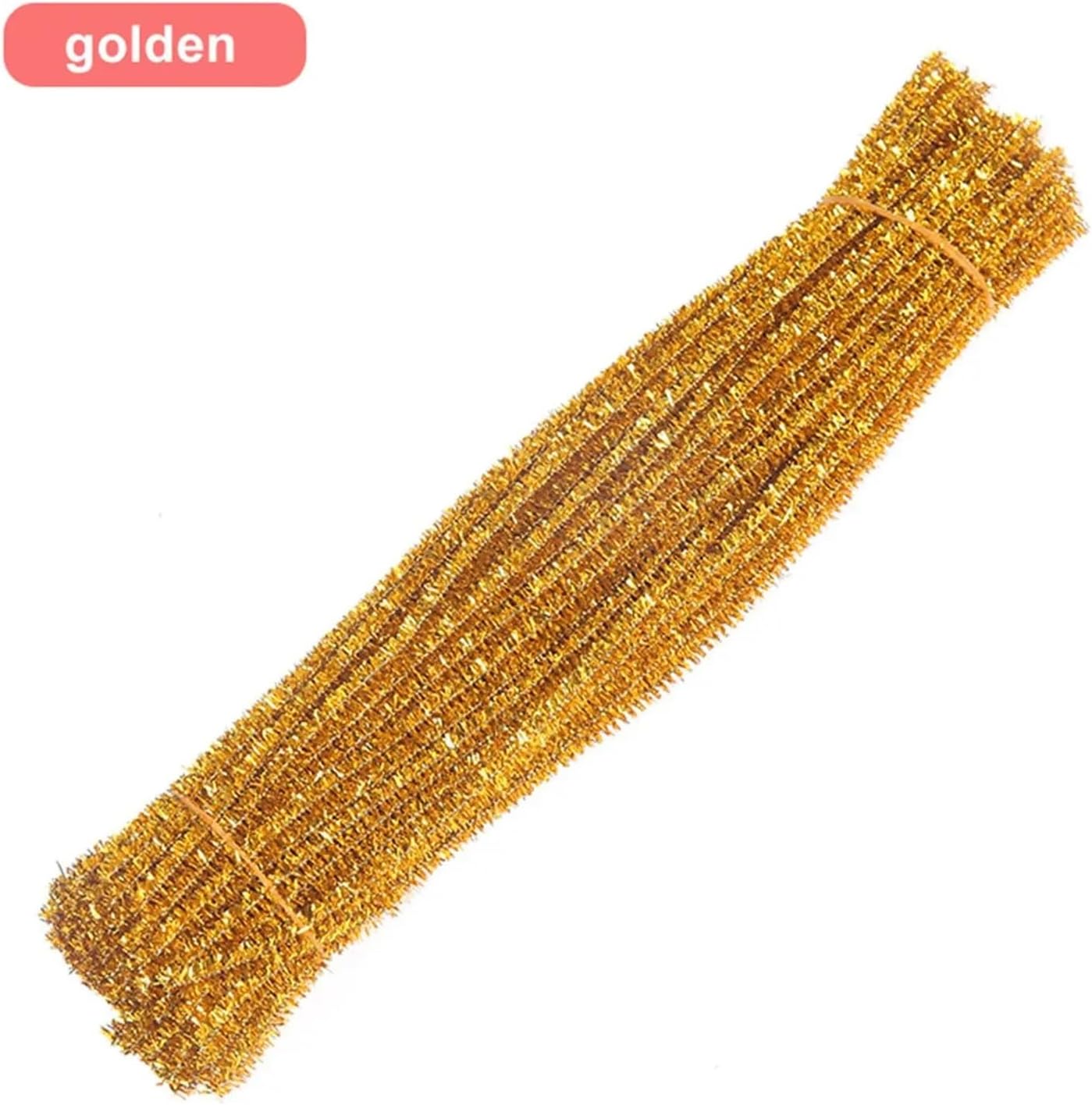 Glitter Pipe Cleaners 1000pcs Stems Wired Wool Top Tinsel Sticks Cleaners DIY Craft Supplies Glitter(Golden)