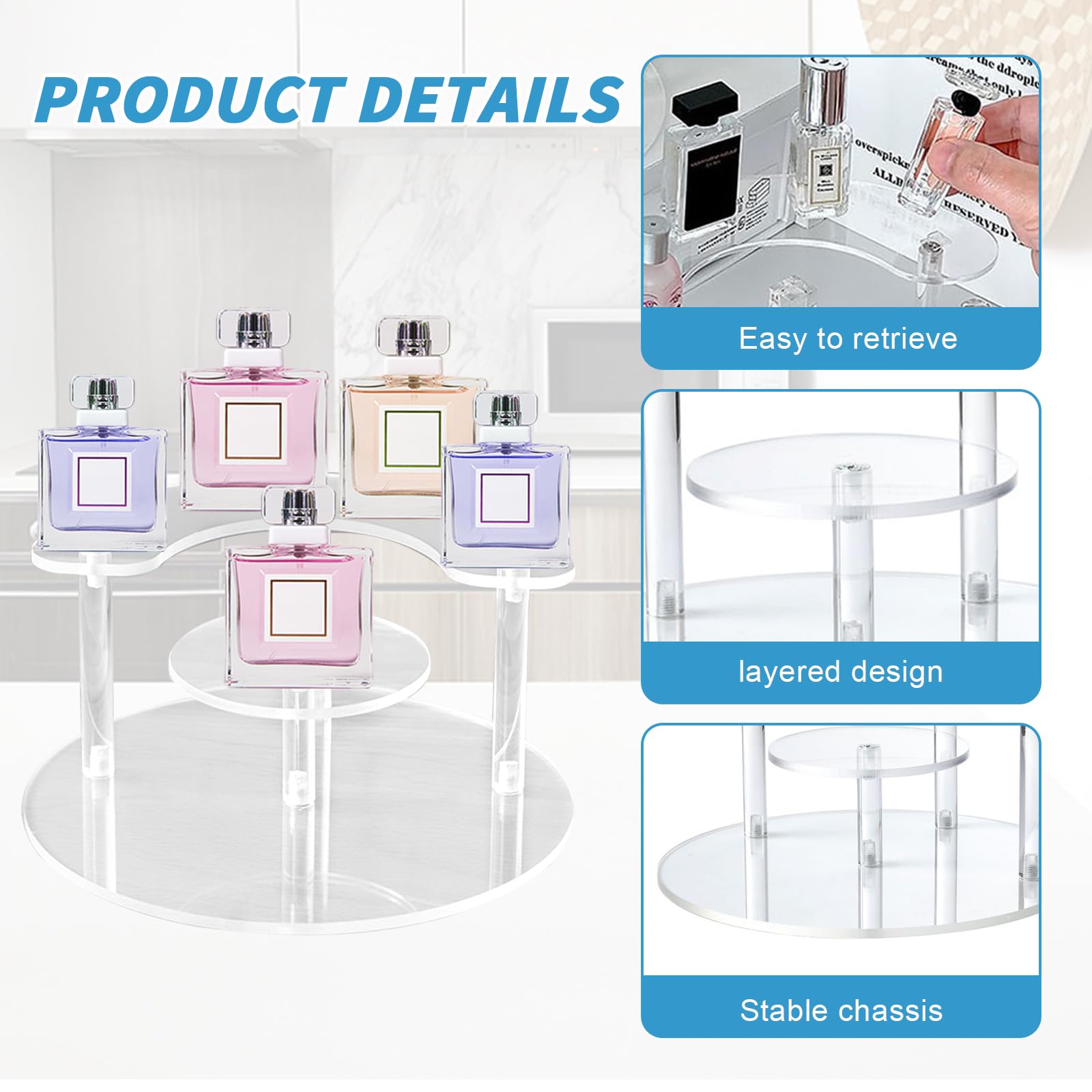Présentoir Acrylique Transparent Multifonction - Organisateur Parfum, Bijoux, Vernis Et Desserts Élégant (1 Pièce)