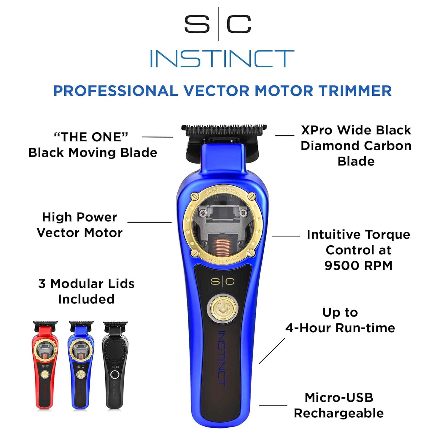 Stylecraft Instinct Professional Vector Motor Cordless Hair Clipper & Trimmer with Intuitive Torque Control Holiday Gift Bundle - Image 5