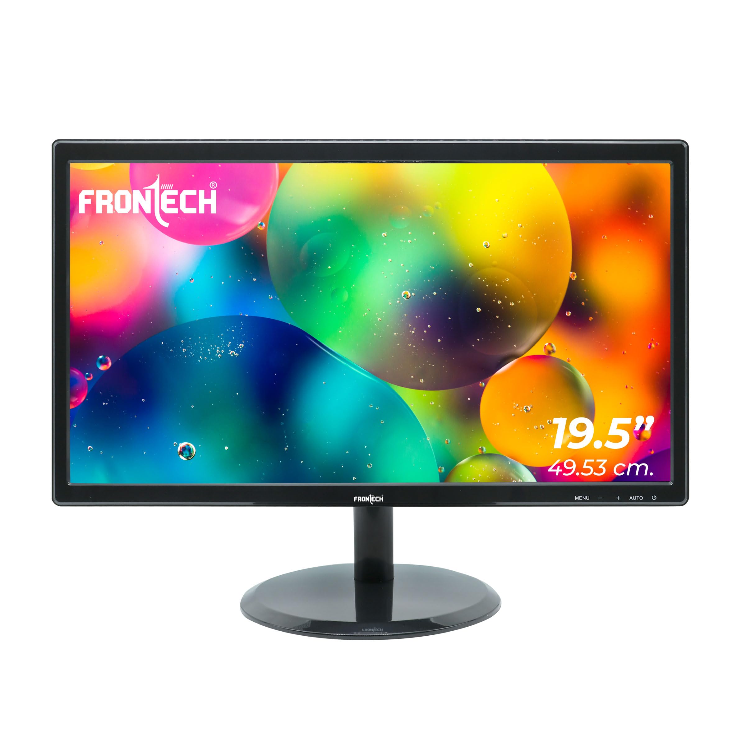 FRONTECH 19.5 Inch Ultima Series HD LED Monitor | Refresh Rate 75 Hz, 1600 x 900 Pixels | Wall Mountable Slim & Stylish Design | HDMI & VGA Ports, Built-in Dual 2W Speakers (MON-0055,Black)