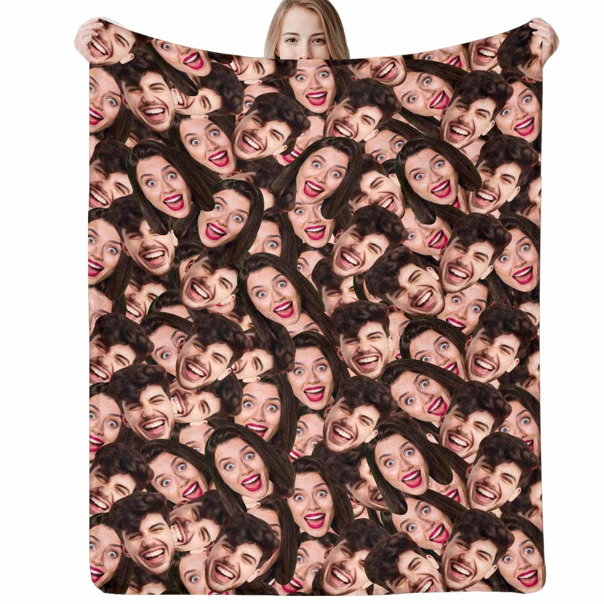 D-Story Custom Face Blanket with Photos for Couples Gifts, Personalized Throw Blanket with Picture Customizable Blanket Photo Blankets, Couple Gift