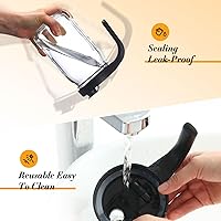 Vista 4 de Dandat 5 tarros de boca ancha para verter tapas con asa, tapa de plástico reutilizable, sello hermético a prueba de fugas, frasco no incluido (negro)