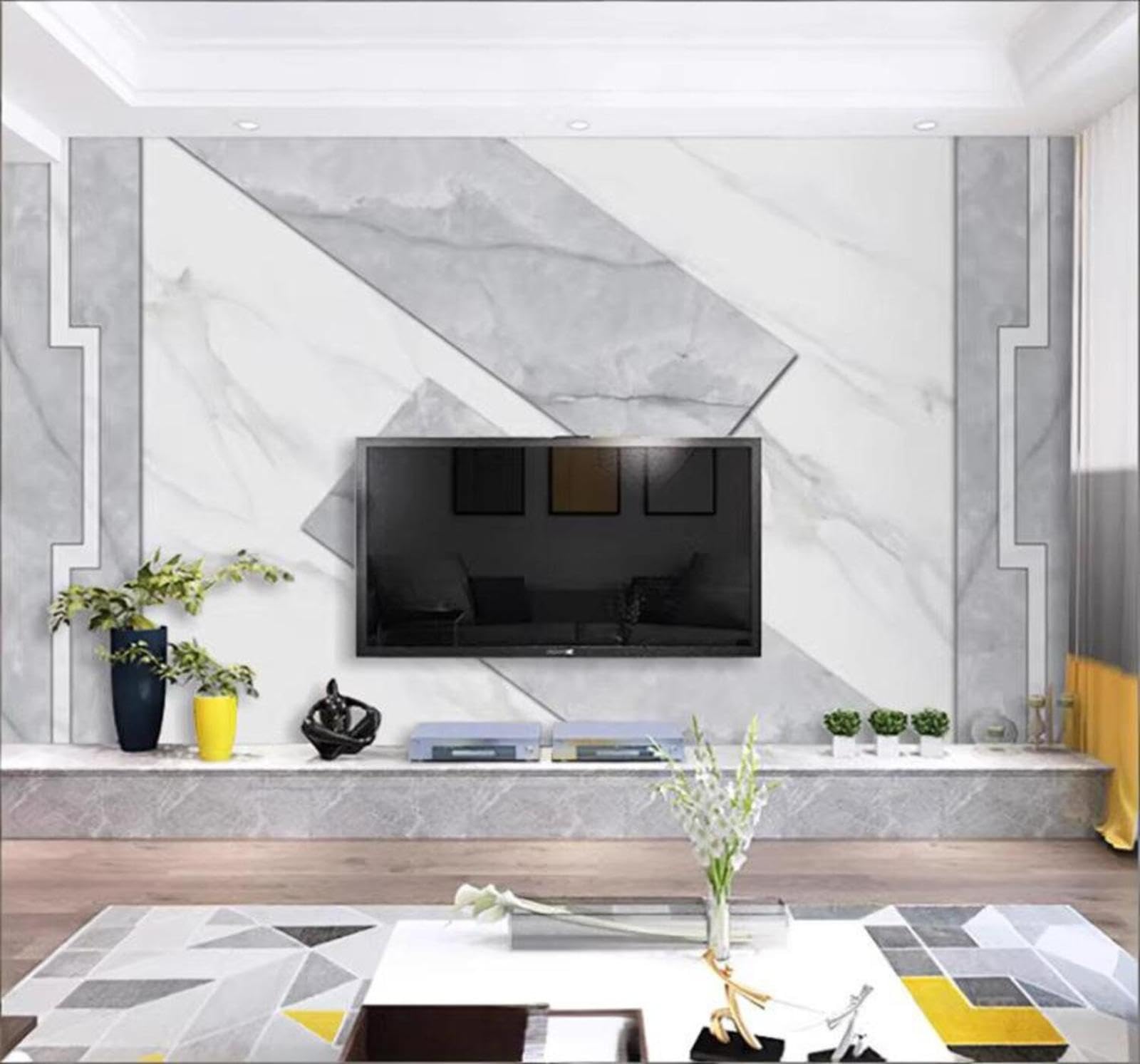 Minimalist Abstract Geometric Marble Effect Textures 3D Wallpaper Easy Install Feature Office Living Room Sofa Bedroom TV Background Wall Decoration-250cm×170cm