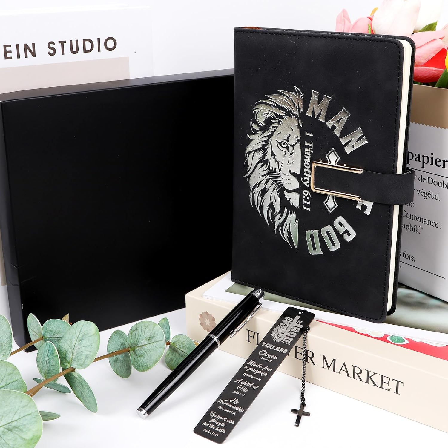 Keluna Christian Gifts for Men - 3Pcs Man of God Pastor Appreciation Gifts, Bible Journal Notebook Pen Bookmark, Religious Catholic Faith Church Present for Dad Husband Grandpa Father's Day Chritsmas - Image 4