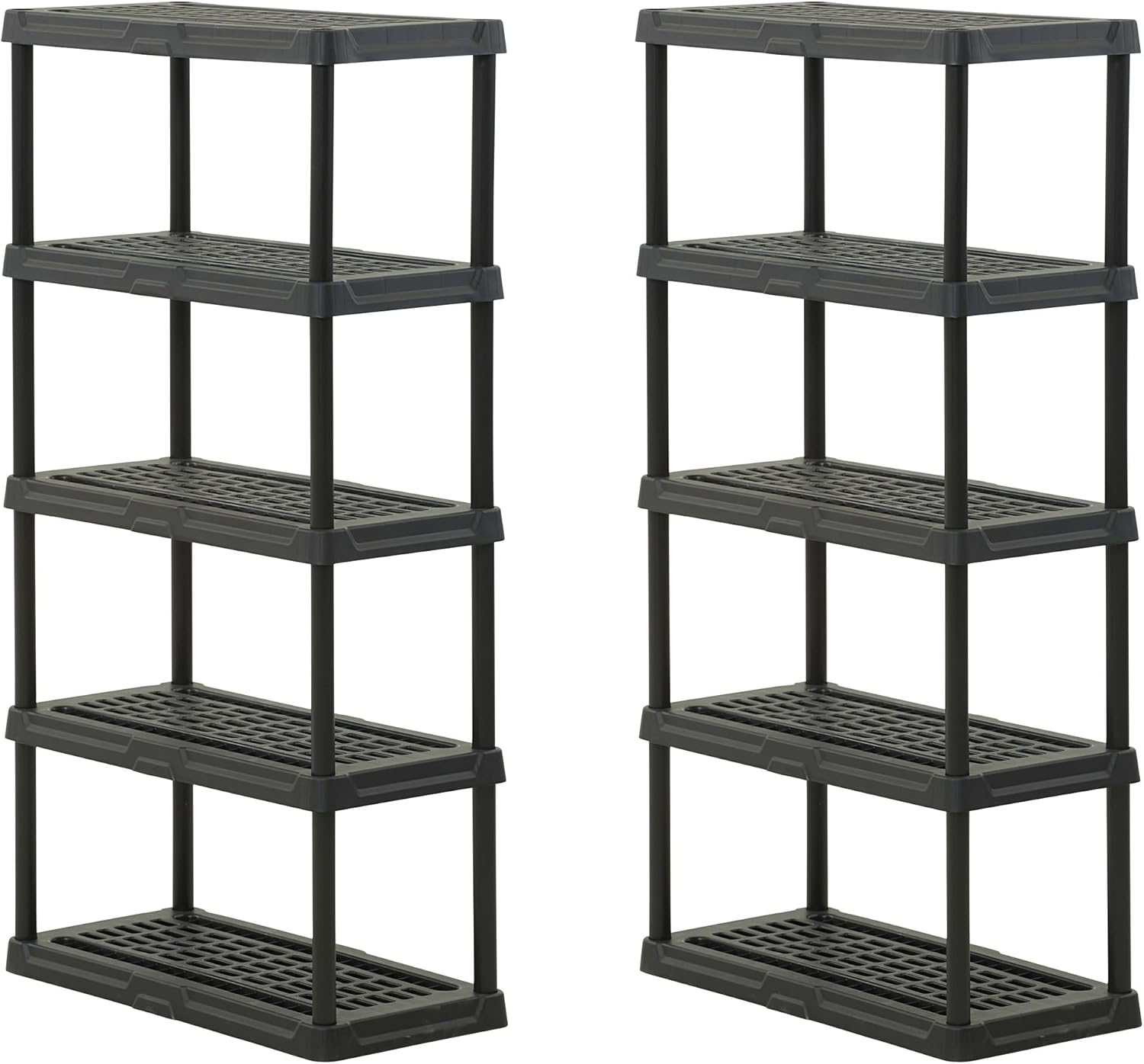 CENTREX CX 4-Tier Heavy Duty Plastic Storage Shelves that Support up to 150lbs/shelf, Organization and Storage, Weather-Resistant Design, Easy Assembly, Black (53”H x 36”W x 18”D)