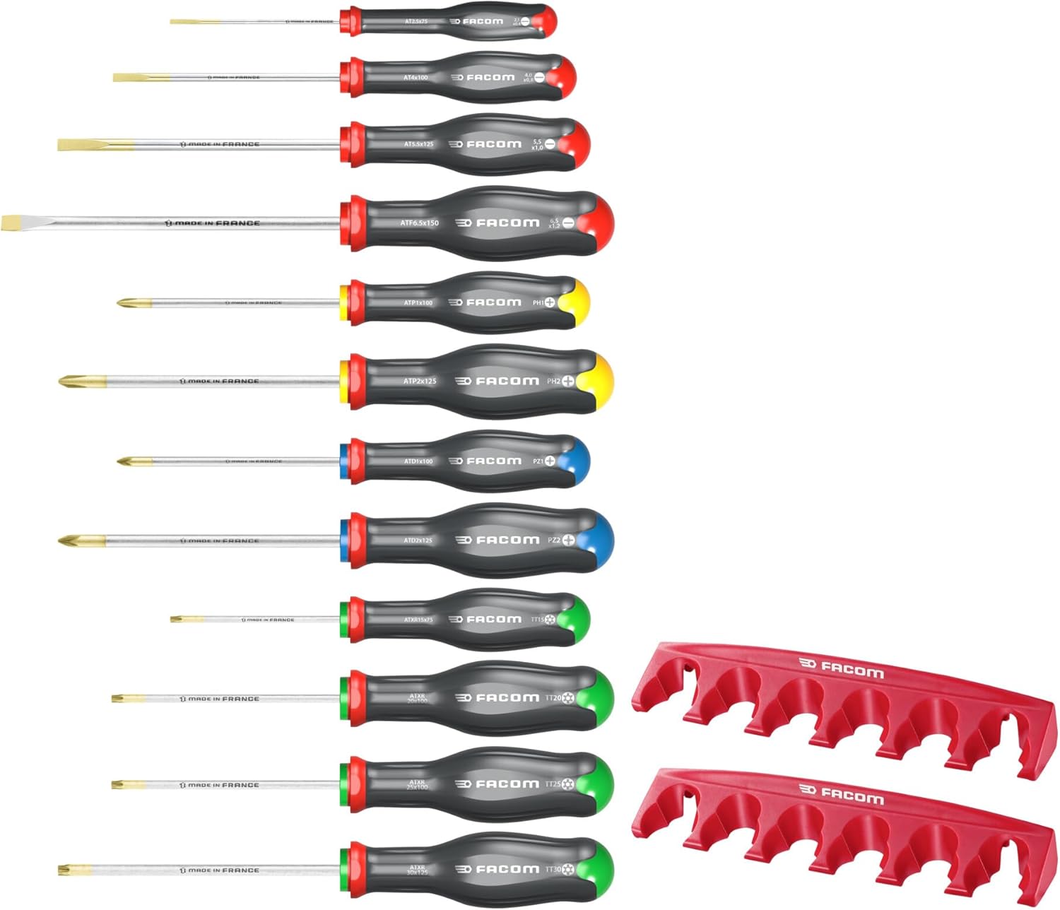 Facom at.J12R2PB Schraubendreher TLG + 2 Halter Screwdriver Set 12 Pieces + 2 Holders