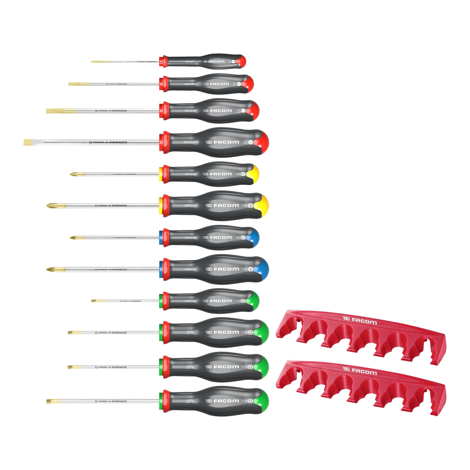 FACOM AT.J12R2PB Lot de 12 tournevis + 2 supports