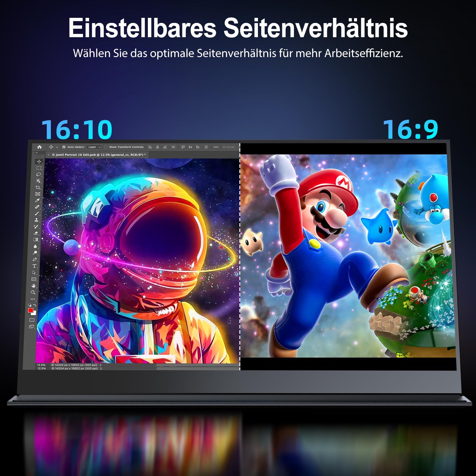 UPERFECT 16 Zoll 2K 120Hz Portable Gaming Monitor, 2560x1600 2000:1 10 Bit | 400 Nits 16:9/16:10 IPS Bildschirm Mini HDMI USB C für PC Laptop Xbo Switch, Zweiter Bildschirm VESA-kompatibel