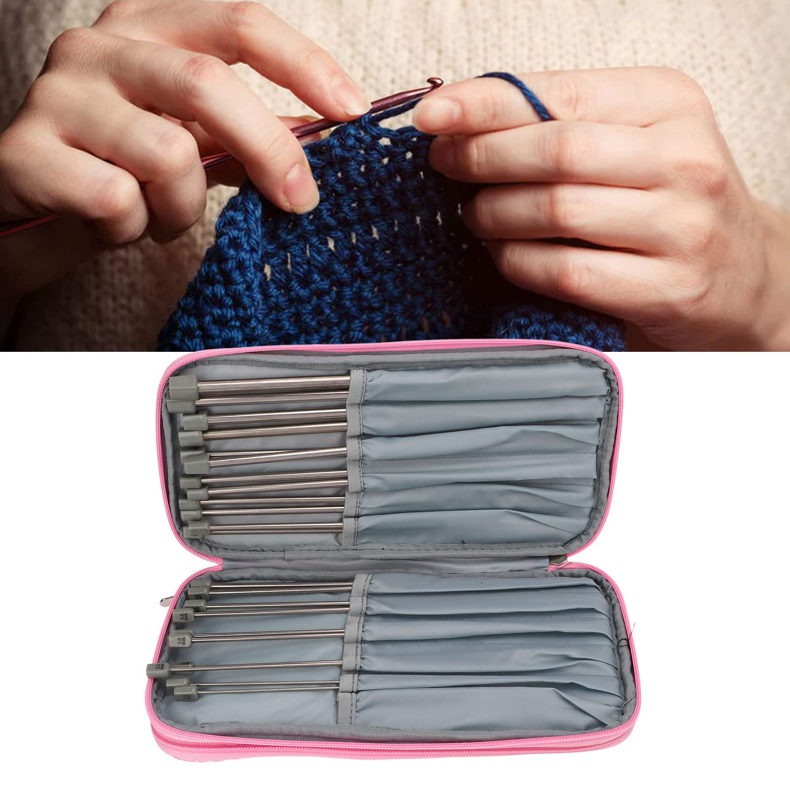 Vomeko Juego de Agujas de Ganchillo, Kit de Agujas de Ganchillo con Estuche de Almacenamiento, Herramientas de Arte para Manualidades para Tejer a Mano, Herramientas de Costura,
