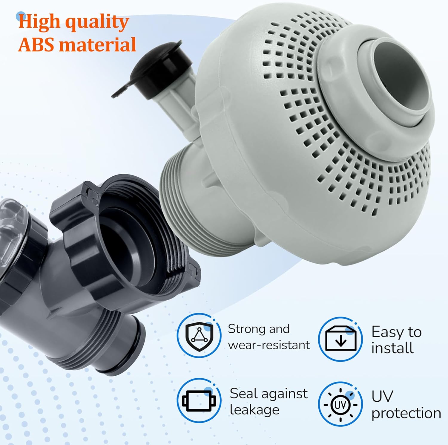 Pool Plunger Valve 12355 Large Inlet Air Nozzle Fits for Intex Above-Ground Pool Parts Replacement, On/Off Plunger Valve with Strainer also Compatible Frame Set & Ultra Frame Pool